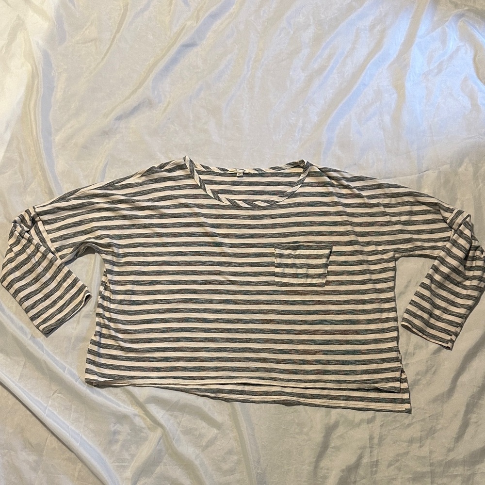 Athleta Long Sleeve Striped Tee With Pocket XL